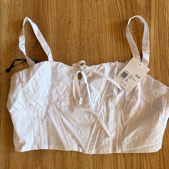 White Cropped Tank Top - Picture 5 of 6